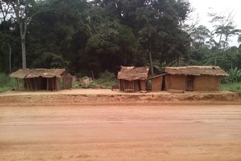 Baka dwellings in the Djouze village impacted by the construction of the road, November 2018 (Photo: CED)