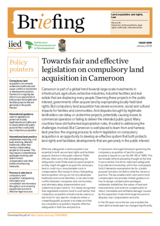 Towards fair and effective legislation on compulsory land acquisition in Cameroon